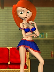 Kim Possible strips off her cheerleader outfit