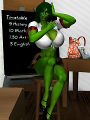 Kinky Toon Lady with green vibrator